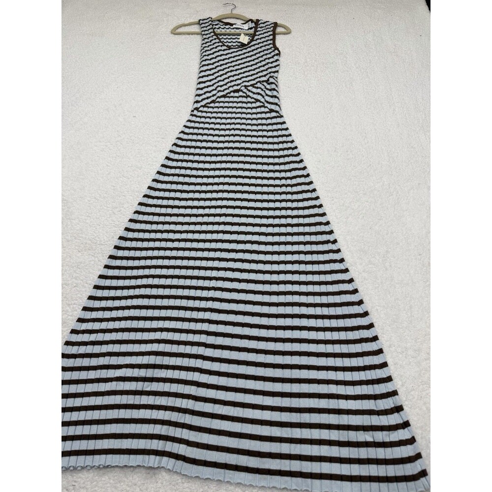 Anthropologie Sovere Maxi Dress Blue Solene Fitted Vacay Preppy Boho Medium NWT - Picture 5 of 12